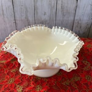 Vintage Fenton silvercrest compote pedistal bowl